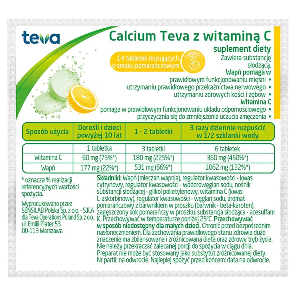 Calcium Pliva z witaminą C pomarańczowe