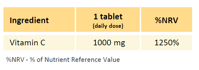 Witamina C FORTE 1000 mg VITTER BLUE 20 tabletek